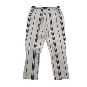 Soft Surroundings Striped Pants Linen Blend Small Drawstring 25" Inseam K12